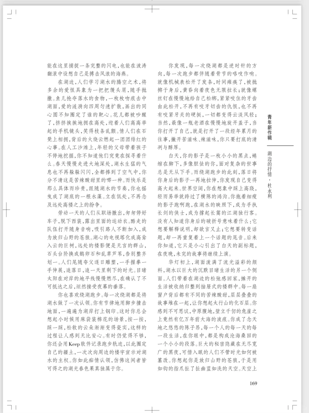 一篇关于第九期《湖边的抒情》的真切简评