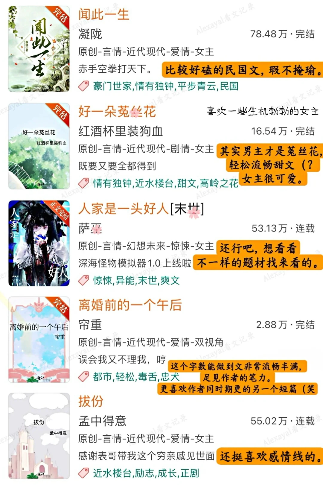 最近吃的细糠｜近一年完结的好看top小说推荐