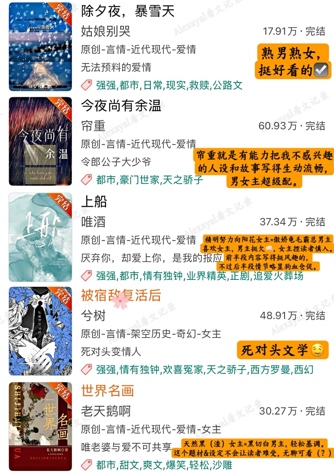 最近吃的细糠｜近一年完结的好看top小说推荐