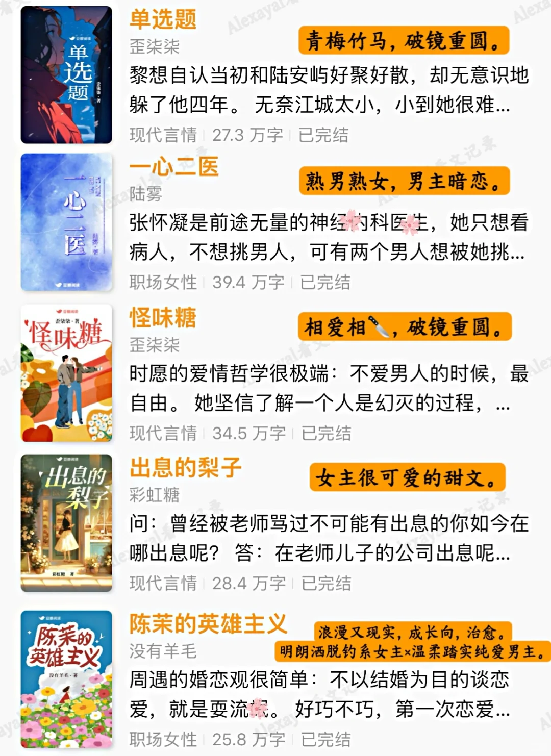 最近吃的细糠｜近一年完结的好看top小说推荐