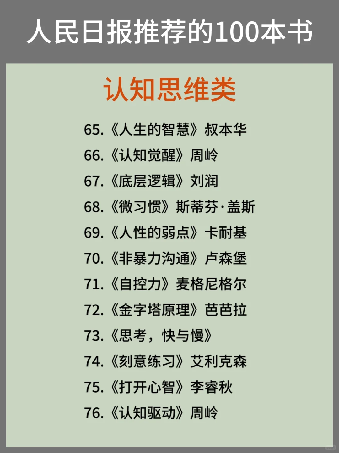 100本高质量书单，拯救书荒也拯救自己!