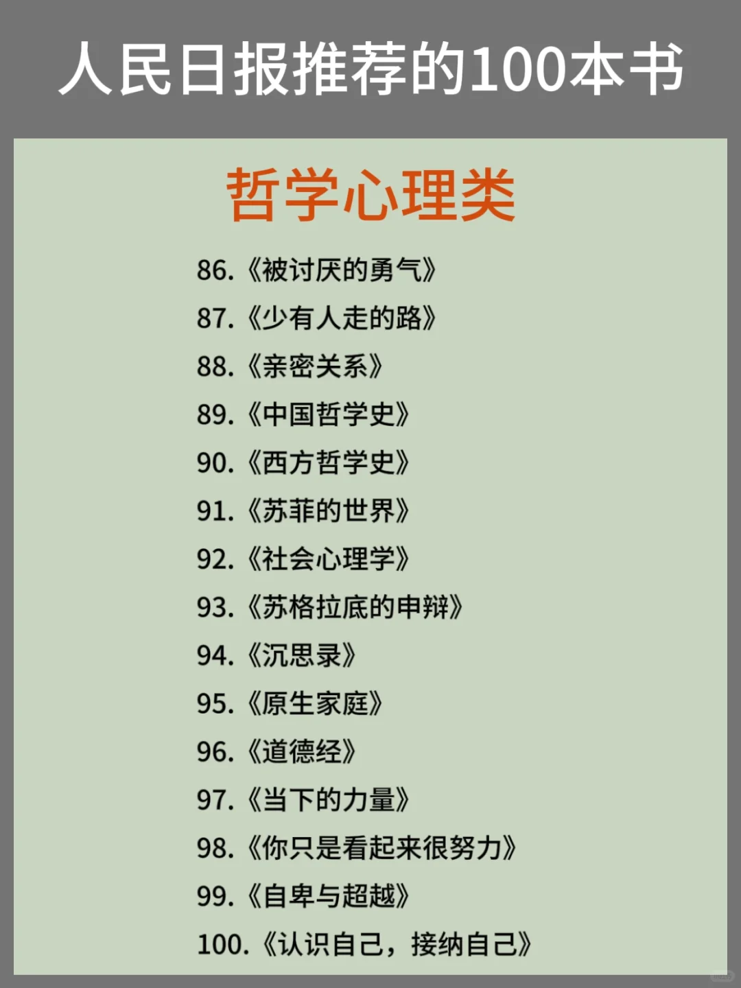 100本高质量书单，拯救书荒也拯救自己!