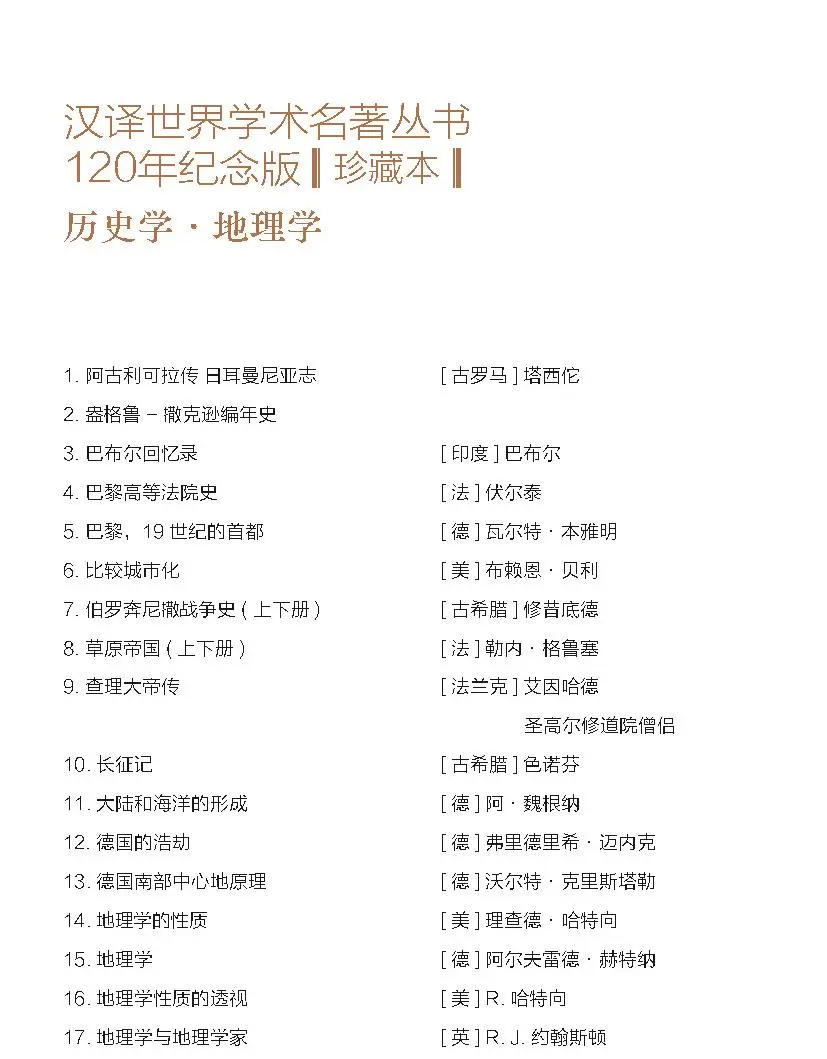 一般人不告诉!汉译名著1000种书目｜史地类