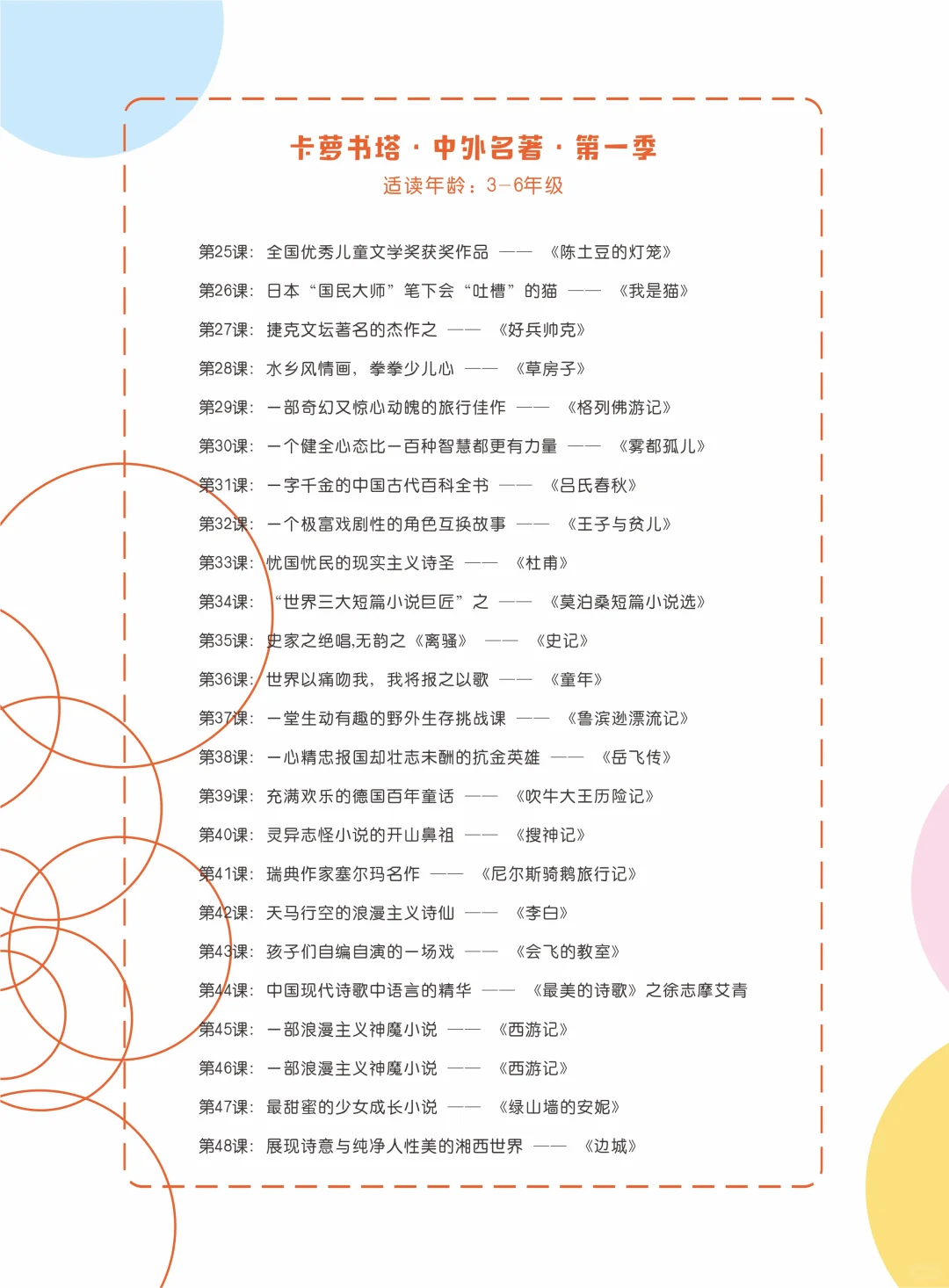卡萝书塔•中外名著——课程目录第一季