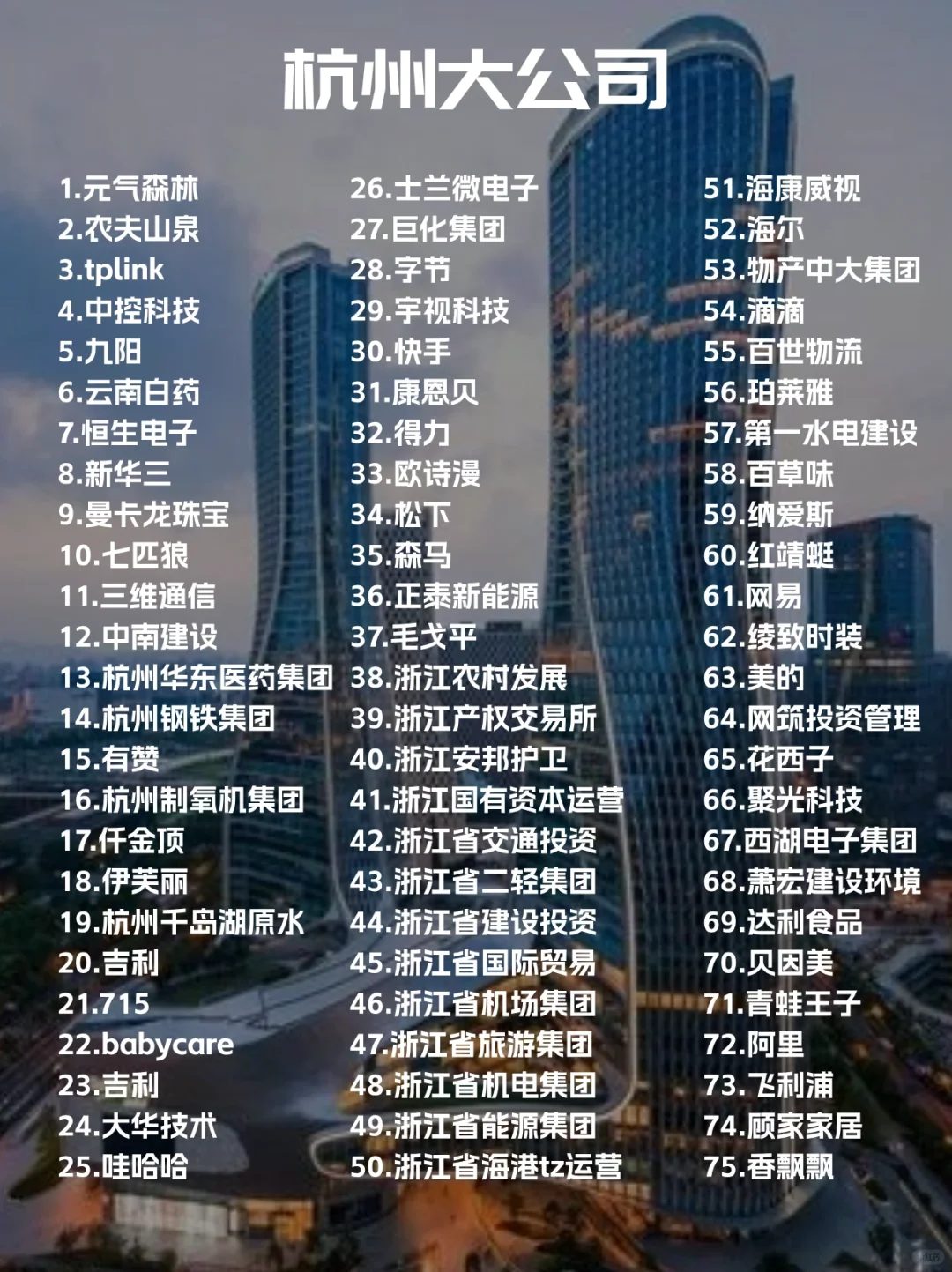 杭州大公司合集☀️靠谱顶