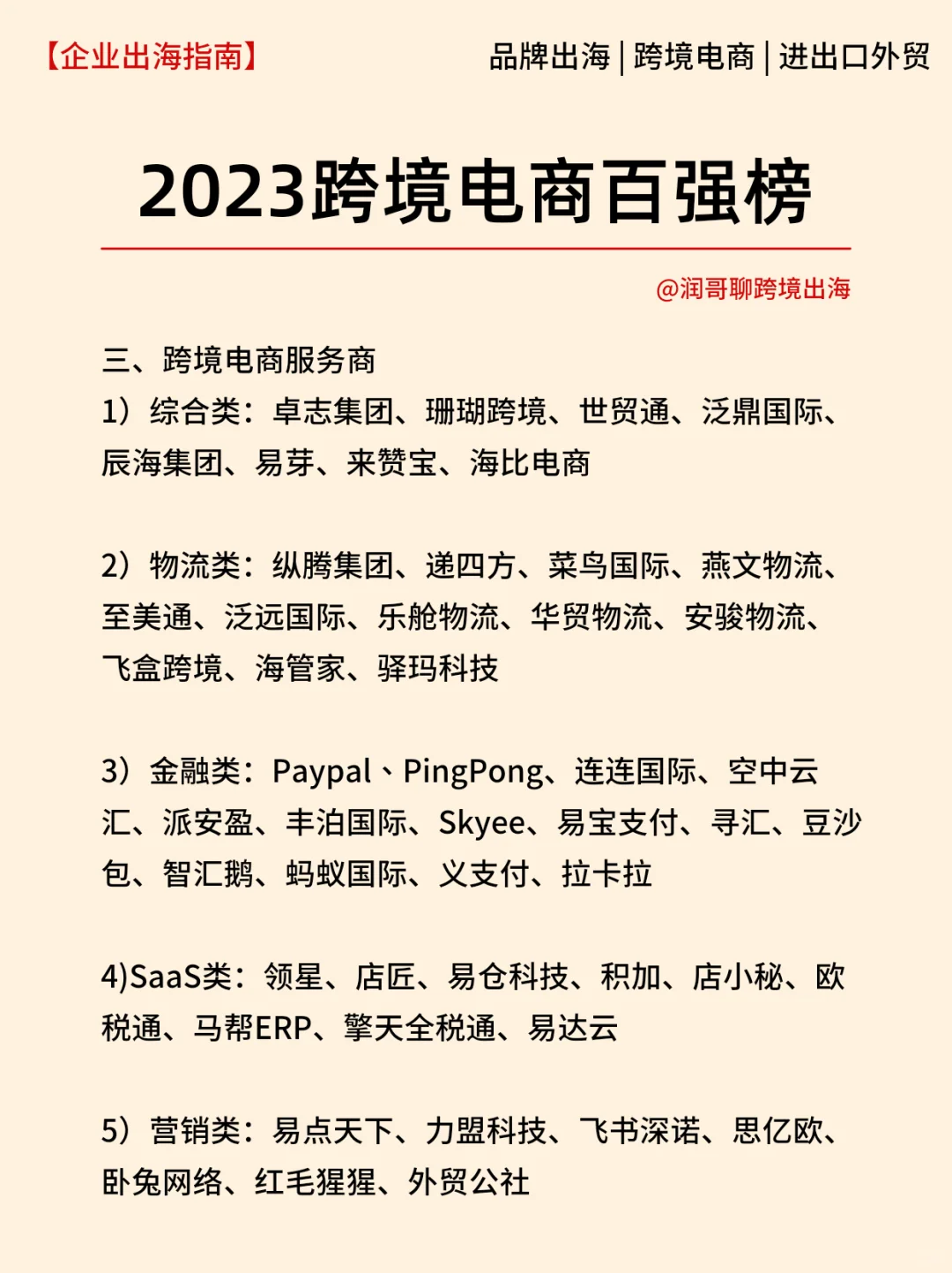 2023跨境电商企业百强榜