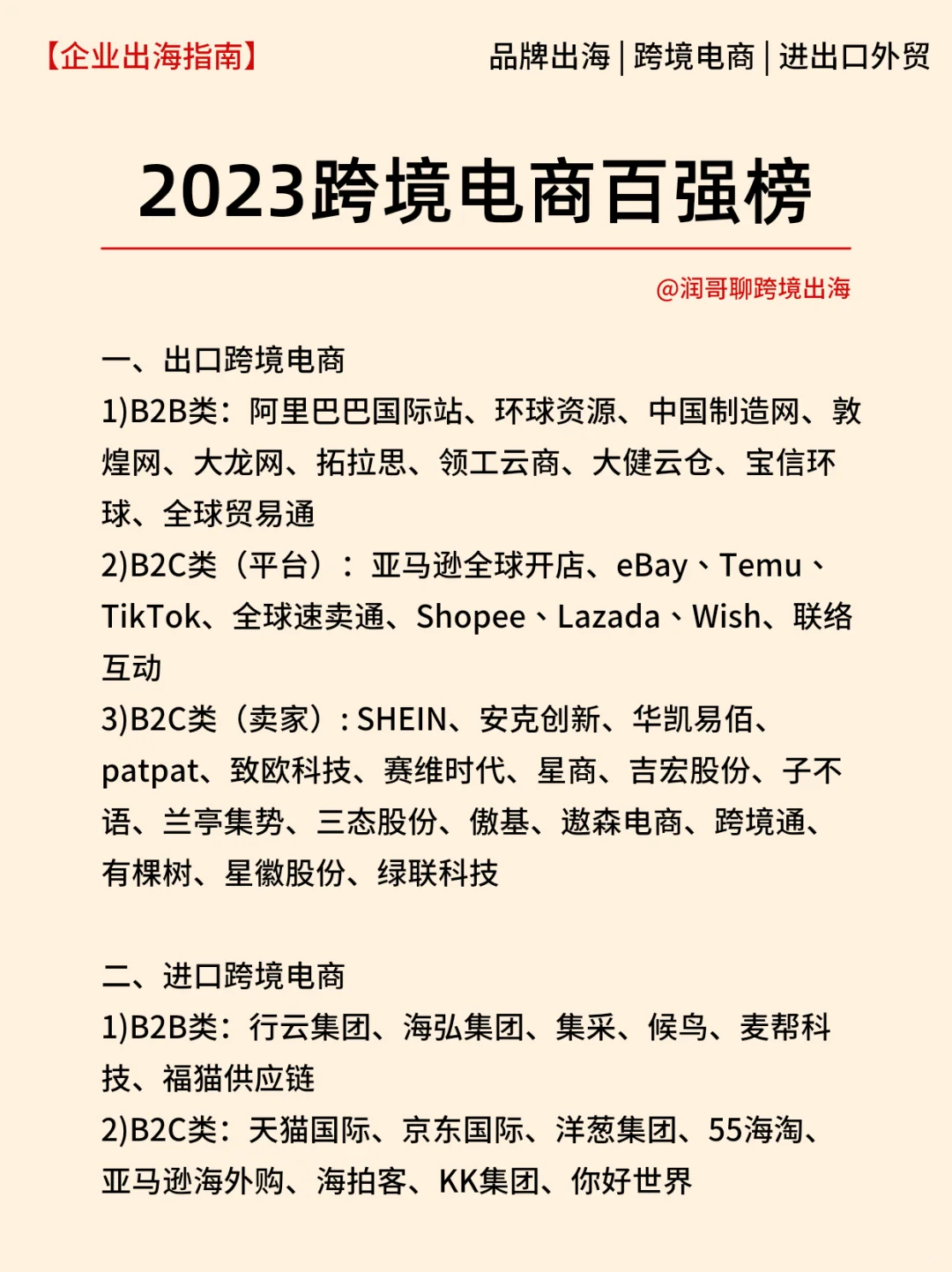 2023跨境电商企业百强榜