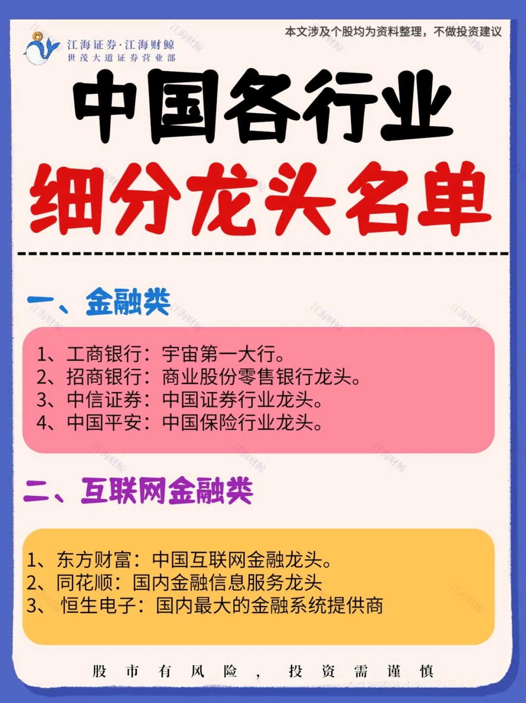 ??中國各行業(yè)細分龍頭