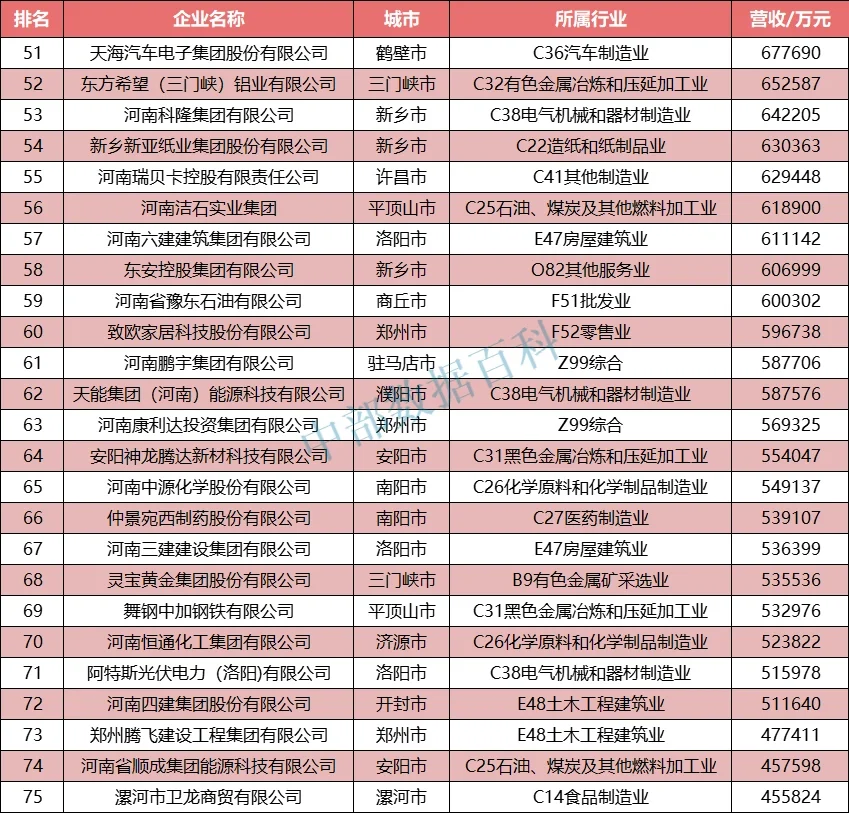 2022年河南省民營企業(yè)營收100強(qiáng)公布