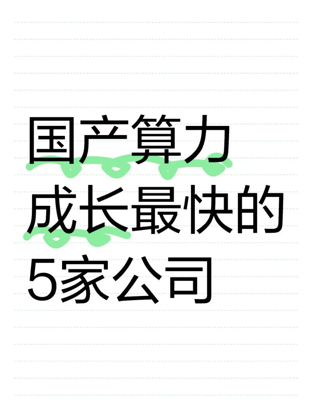 國產算力，成長最快的5家公司