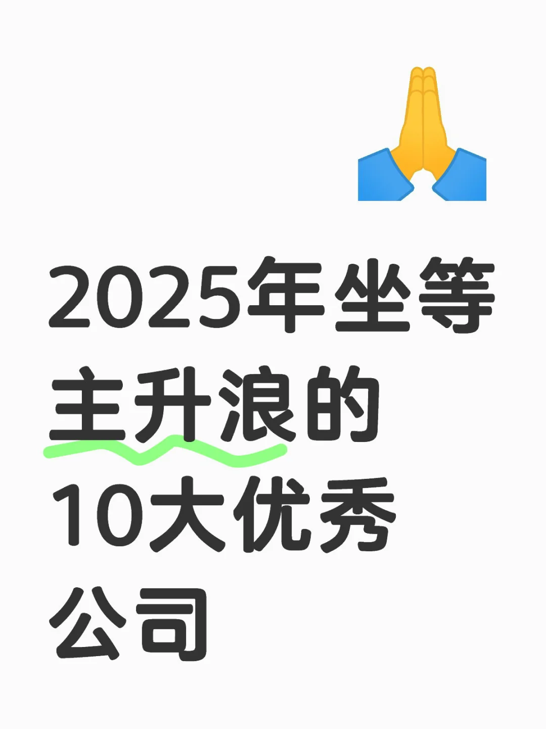 2025年坐等主升浪的10大優(yōu)秀公司