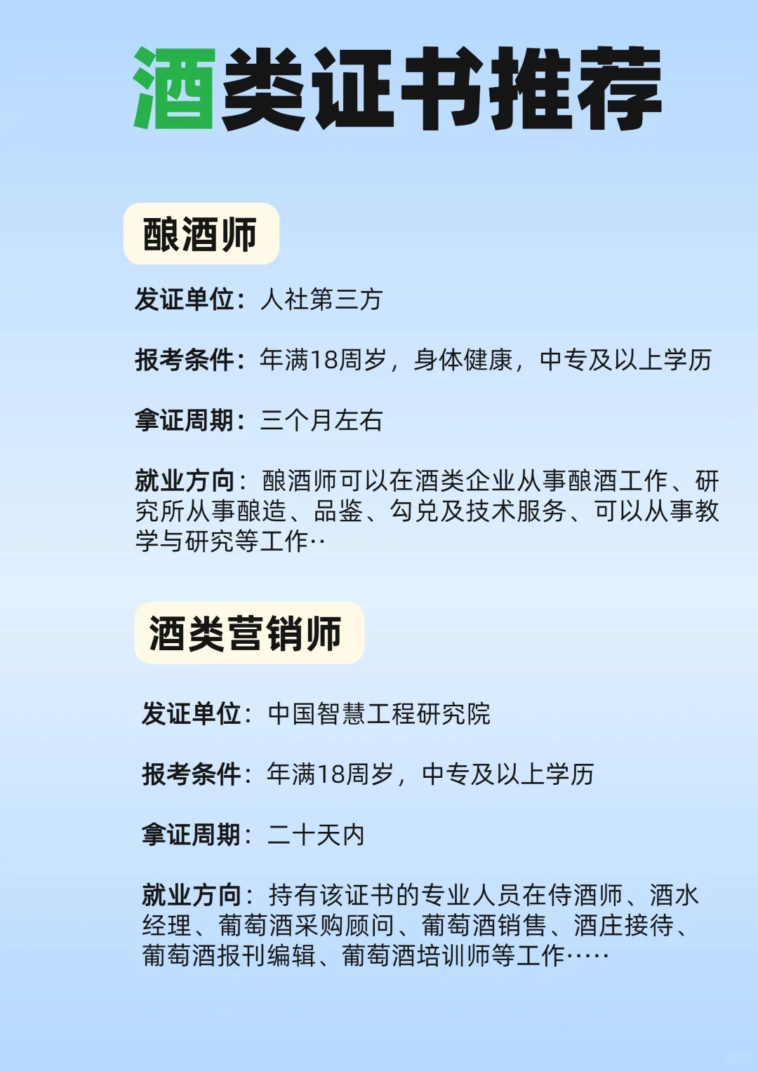 酒類從業(yè)者可以考慮的四個(gè)證書??