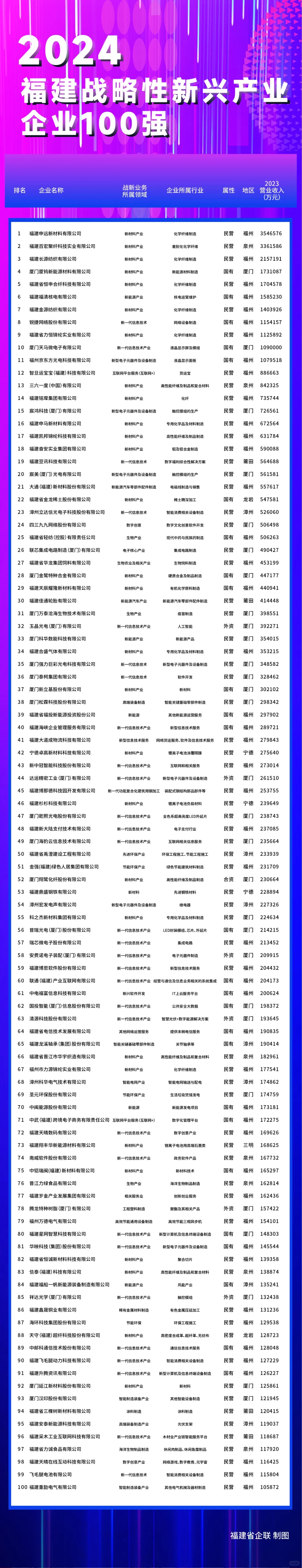 2024福建企業(yè)100強