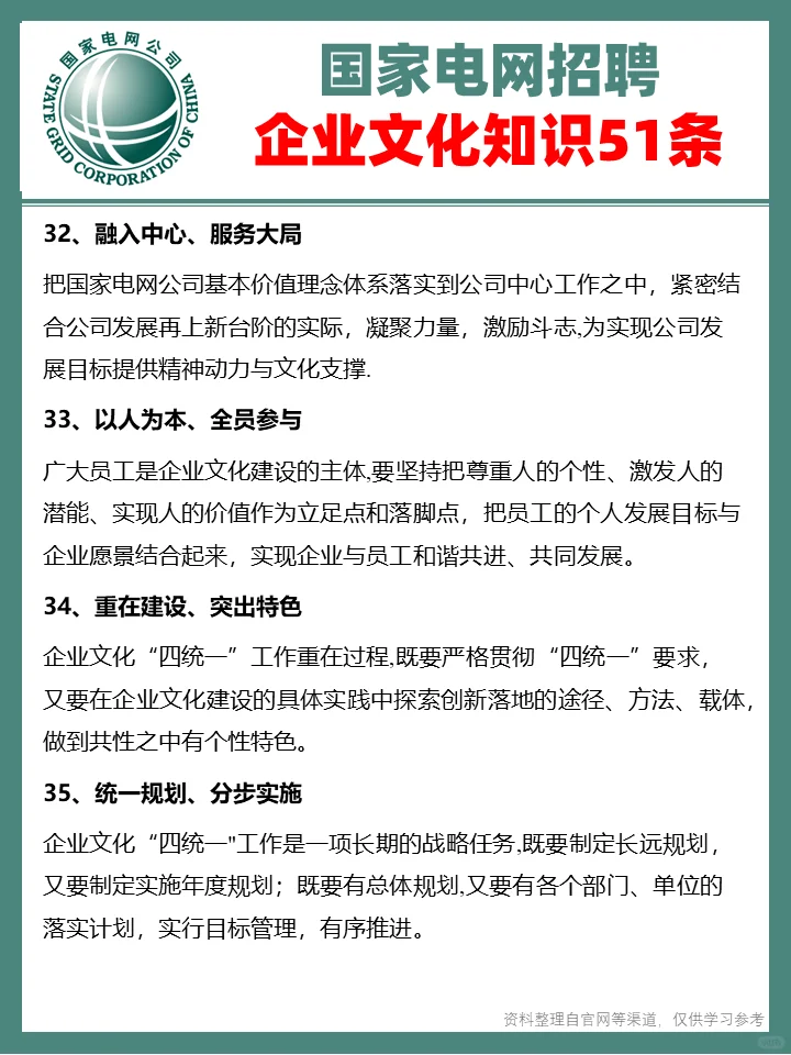 國(guó)家電網(wǎng)企業(yè)文化知識(shí)51條?