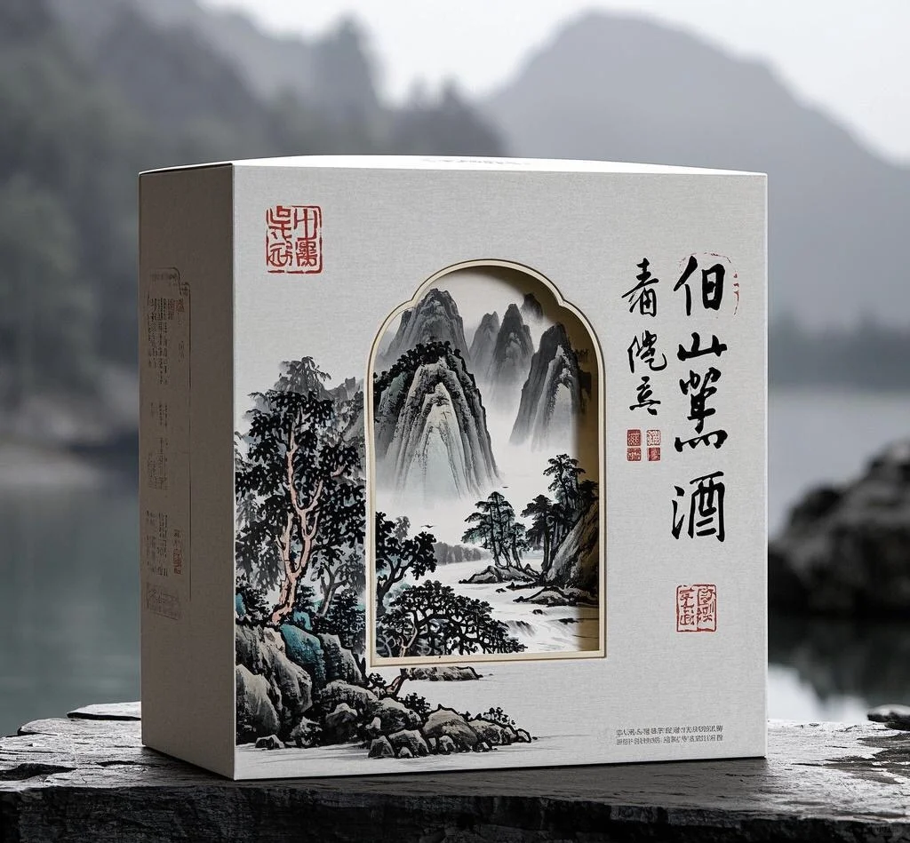 山水簡約白酒包裝設(shè)計