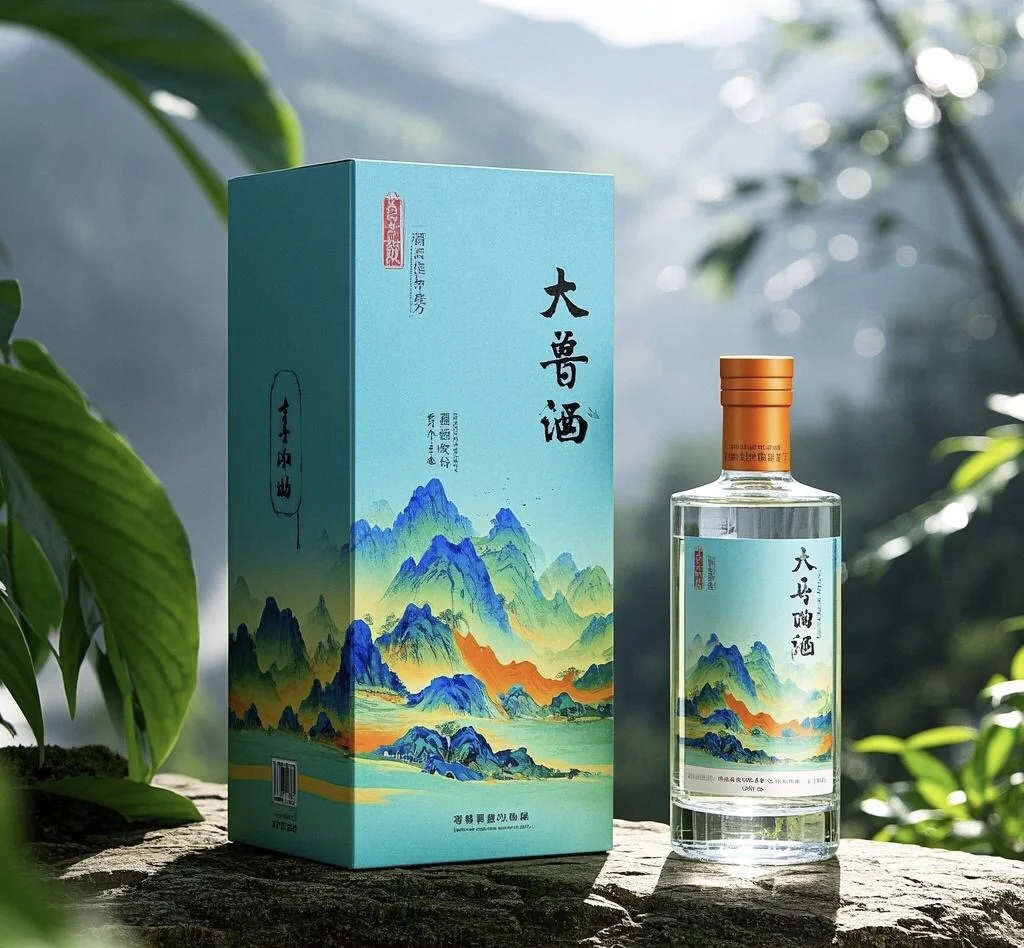 山水簡約白酒包裝設(shè)計