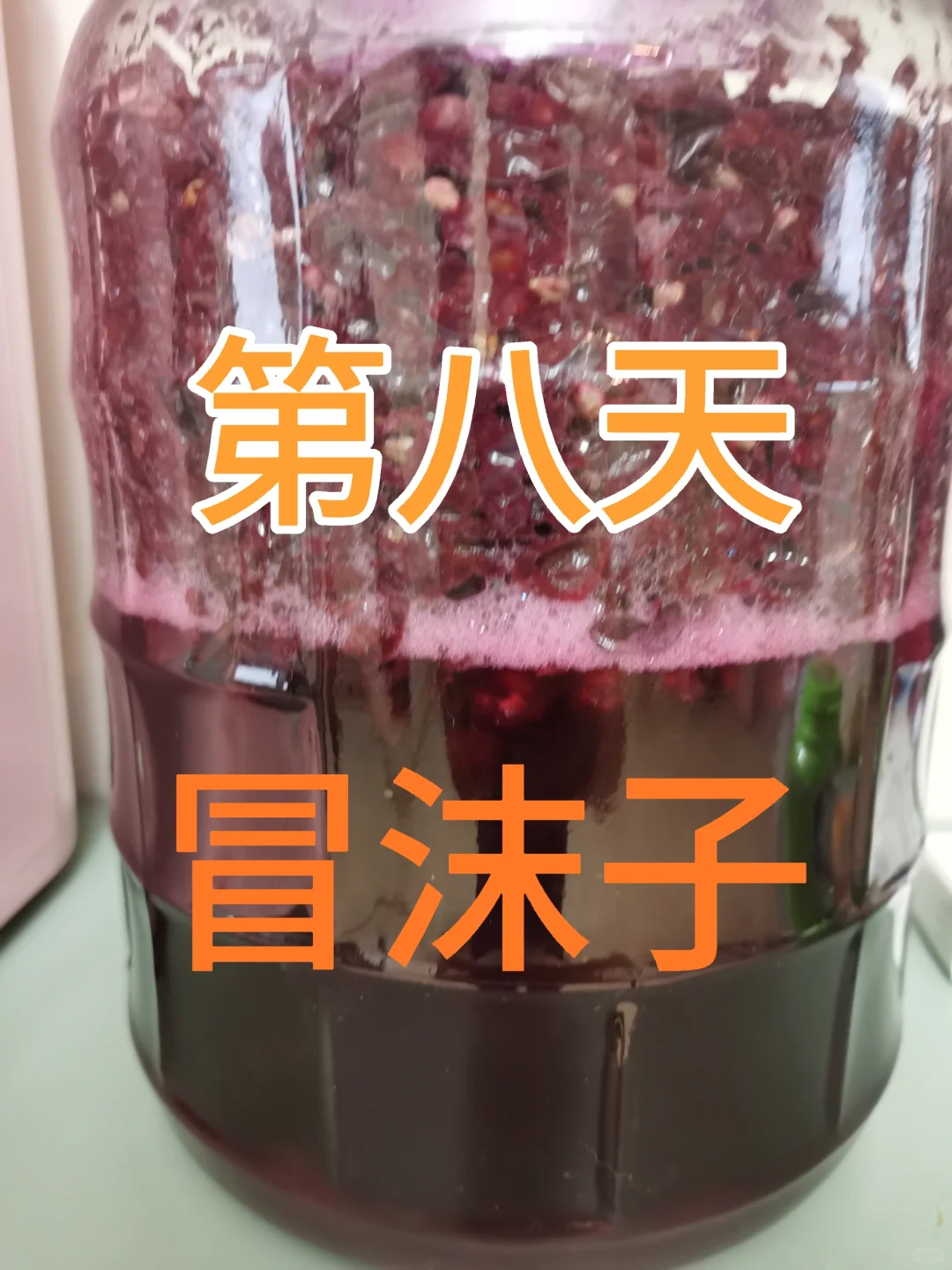 自酿葡萄酒第八天，冒沫子