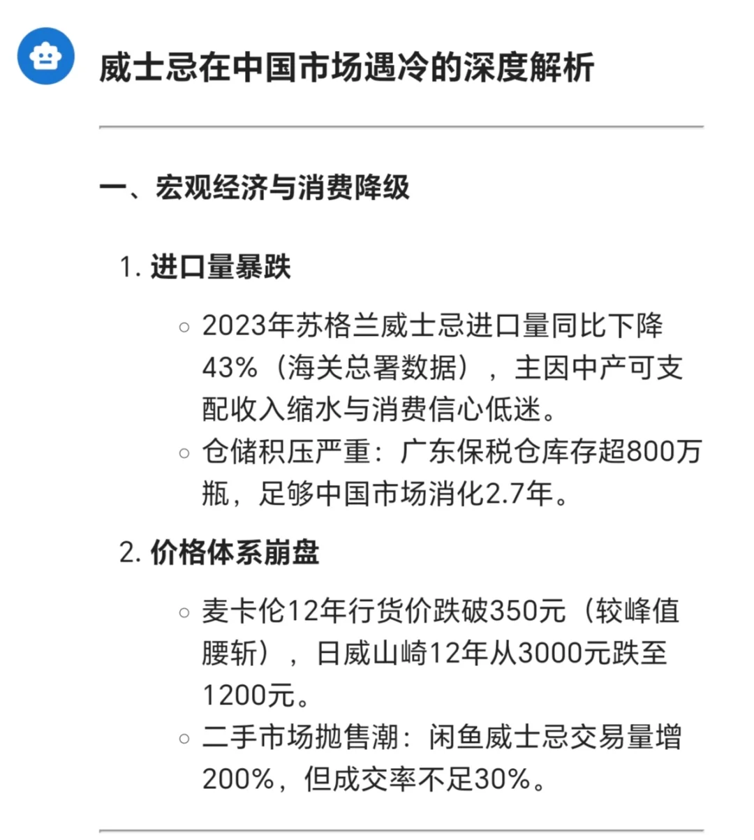 有人说：?威士忌没有出路了…❌?