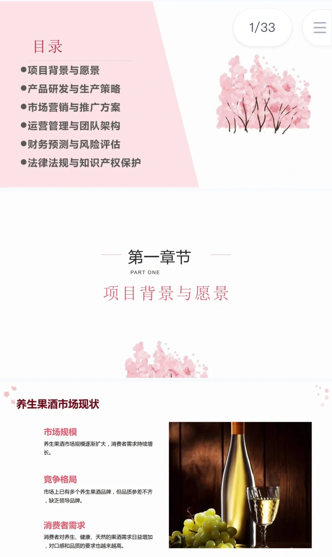 养生果酒创业计划书完整版Word➕PPT