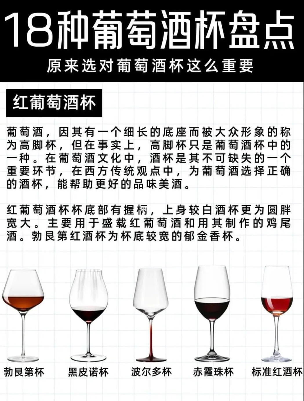 酒杯干货知识｜18种酒杯匹配18种常见葡萄酒