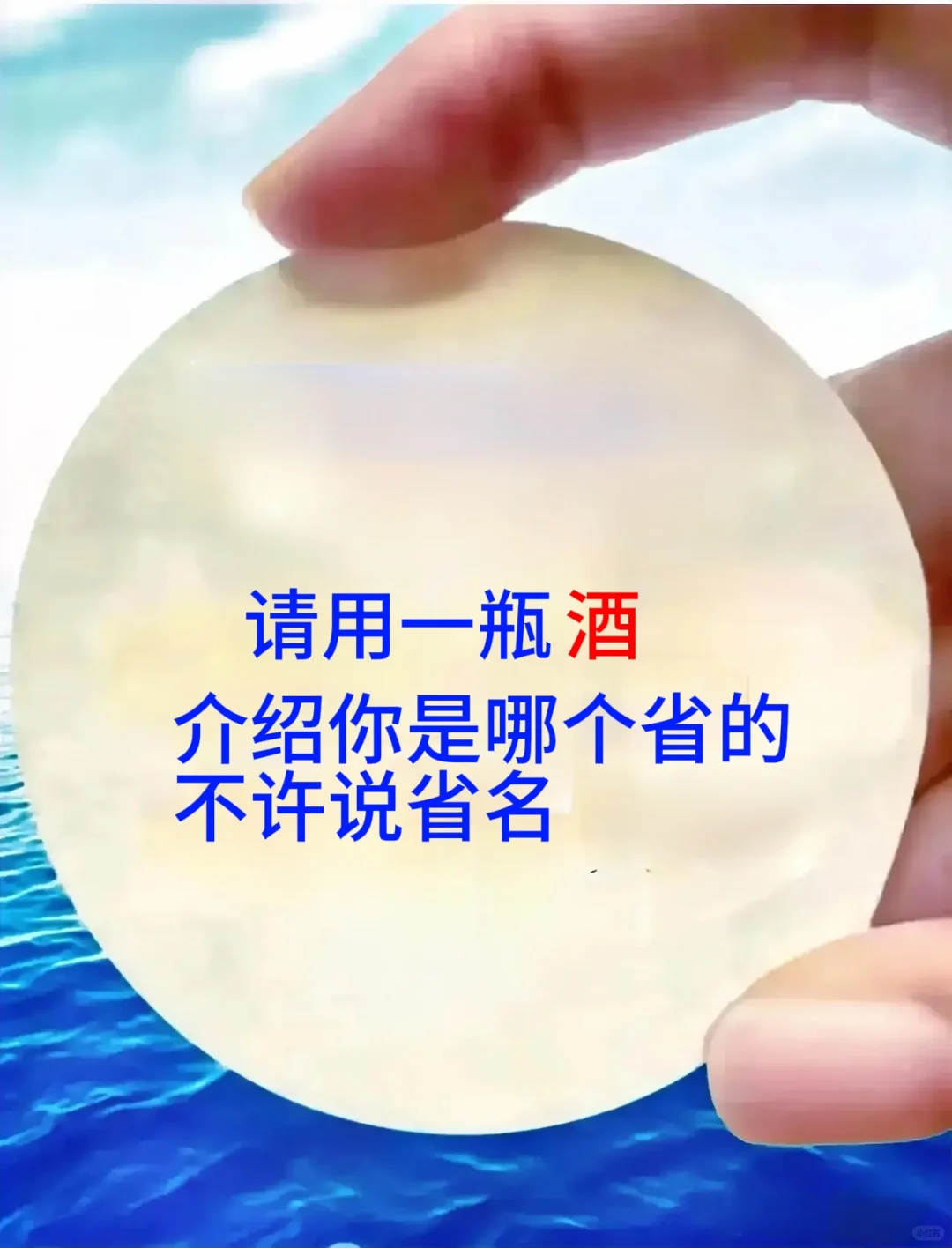 请用一瓶酒介绍你是哪个省的，不许说省名？