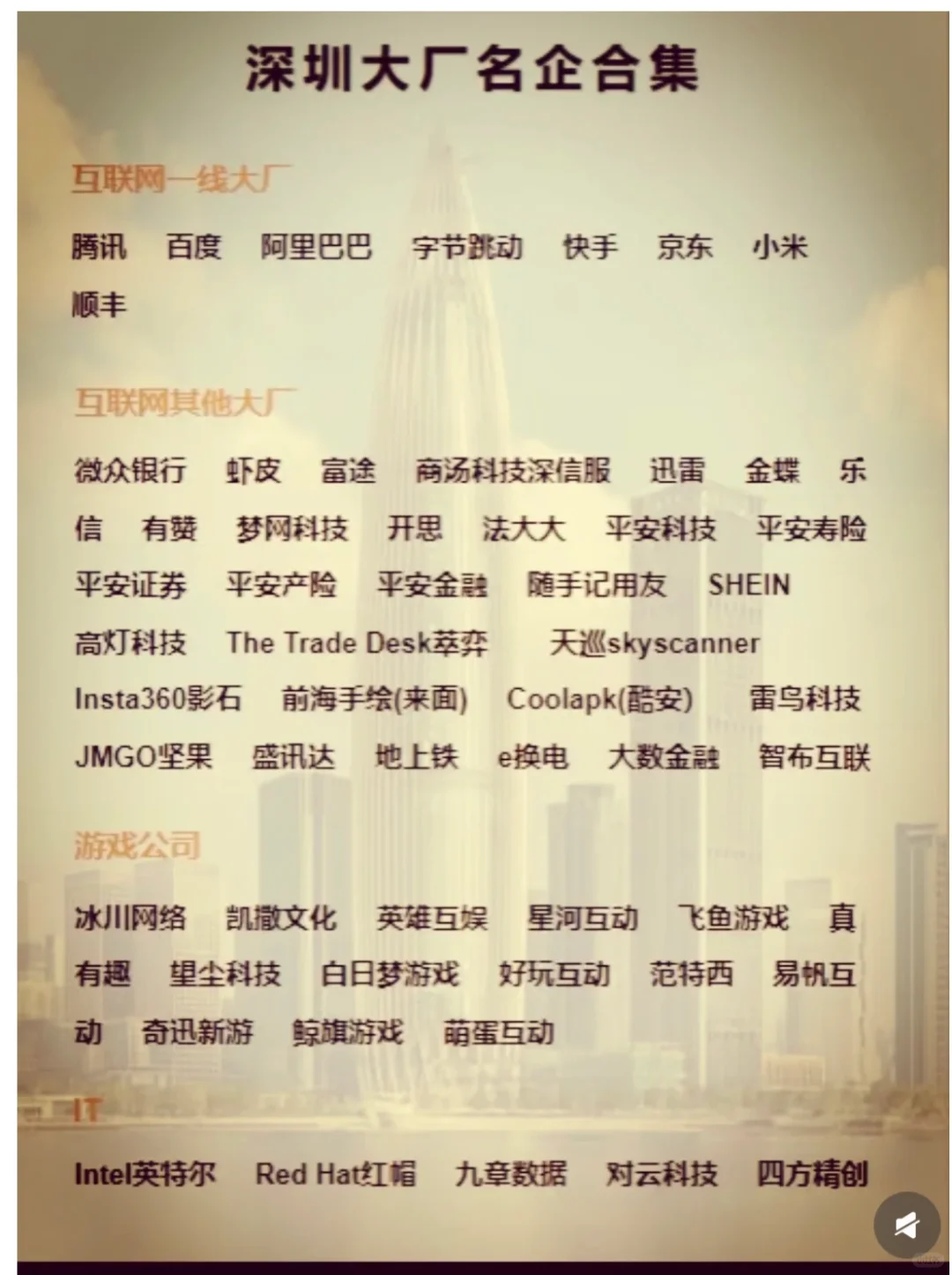 深圳让人向往的公司