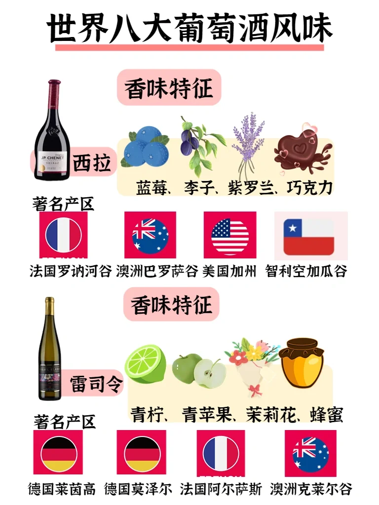 建议收藏?一张图看懂世界8大葡萄酒风味