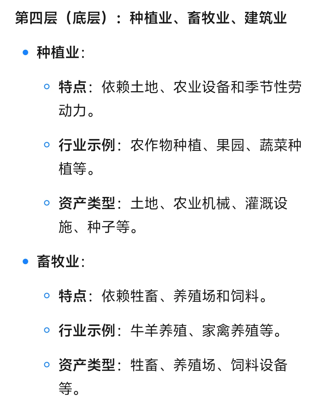 各行业资产需求量金字塔