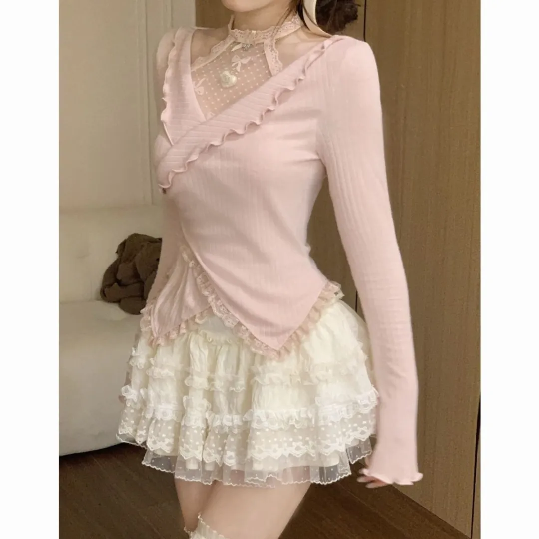 韩文女主播李秀彬的甜美蕾丝穿搭