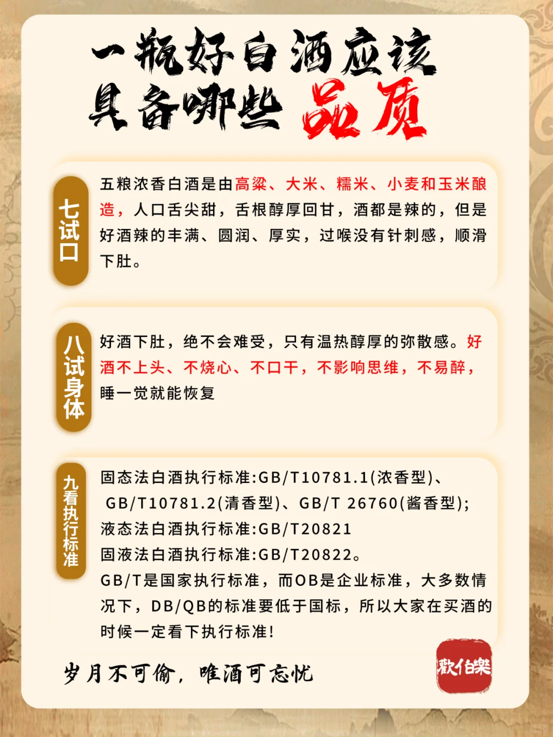 一瓶好白酒应该具备哪些品质?
