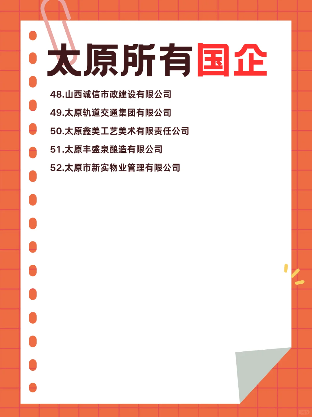 山西太原所有国有企业！！