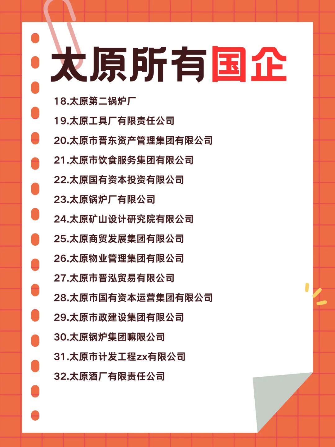山西太原所有国有企业！！