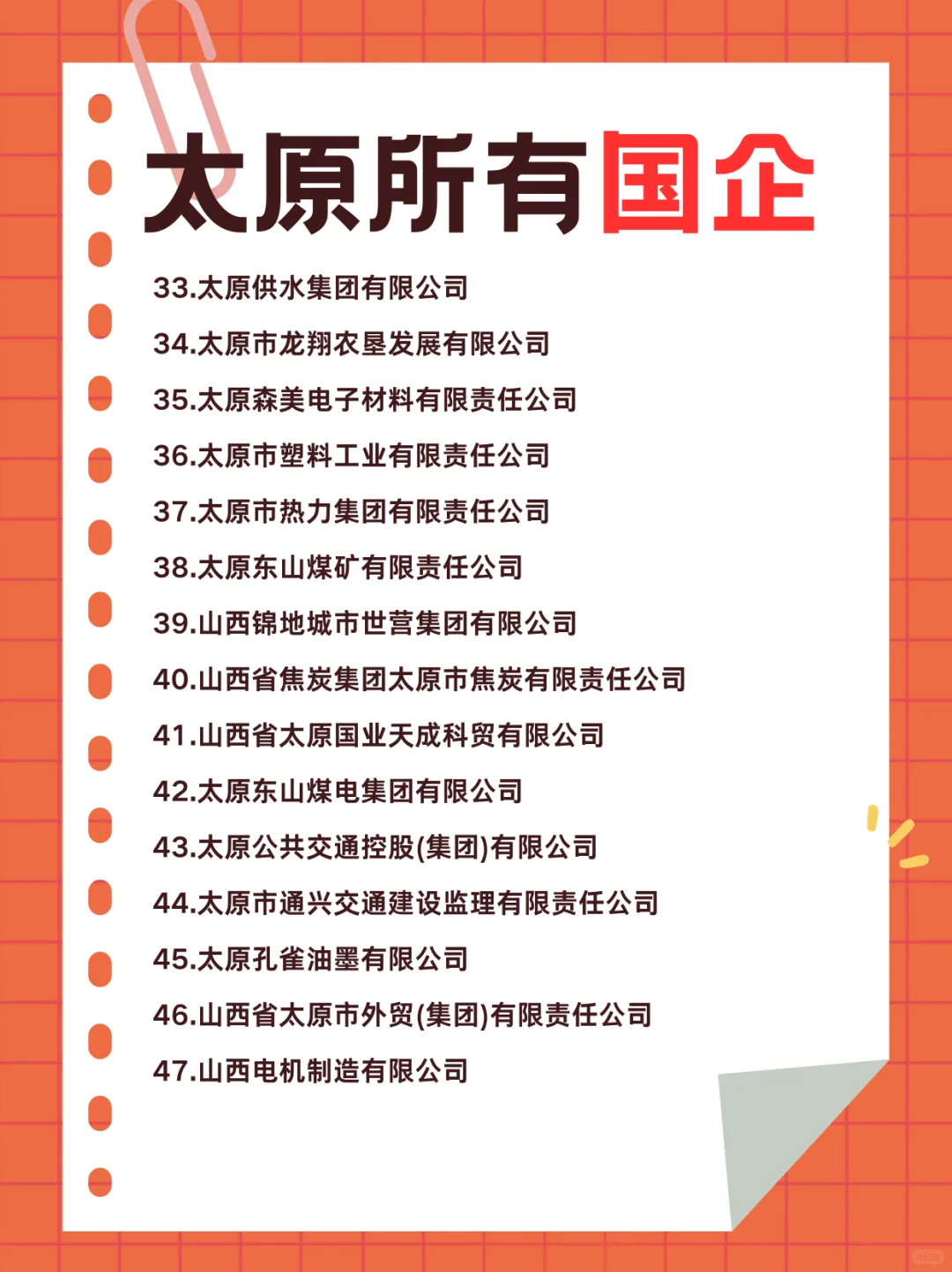 山西太原所有国有企业！！