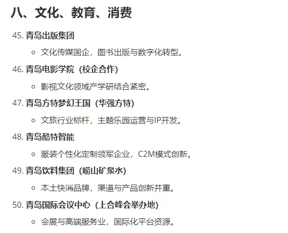 青岛最值得去的50家公司