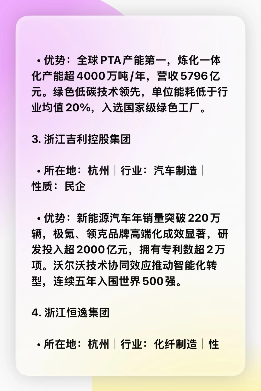 浙江省前15名企业排行榜