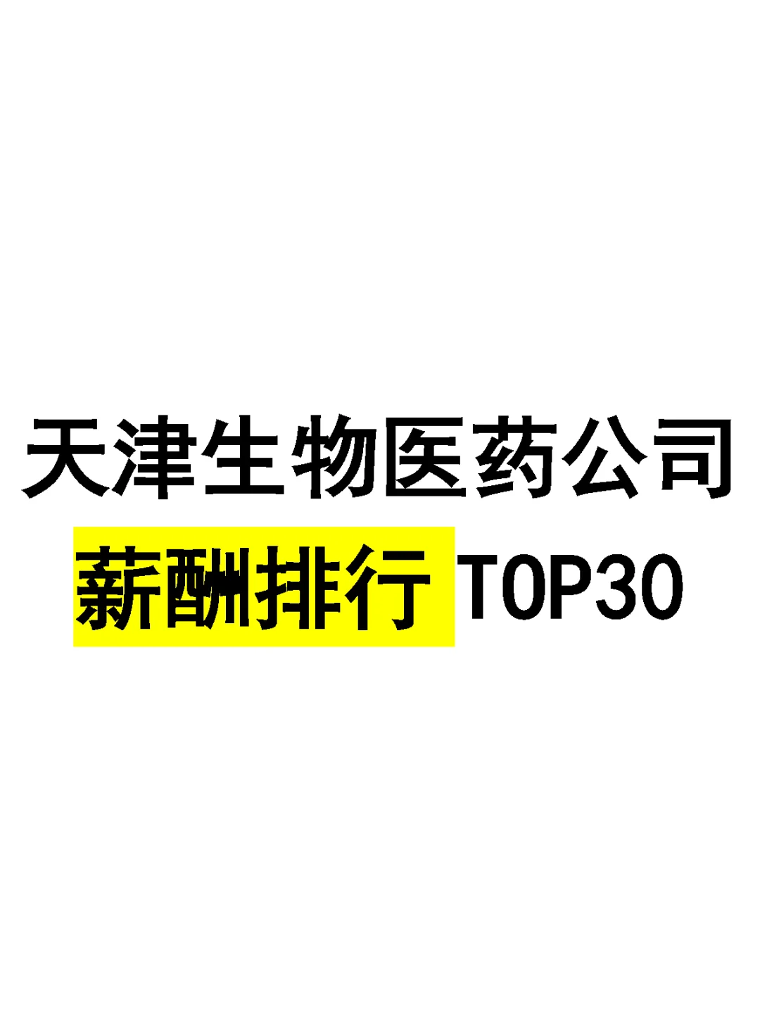 天津生物医药公司薪酬排行Top30