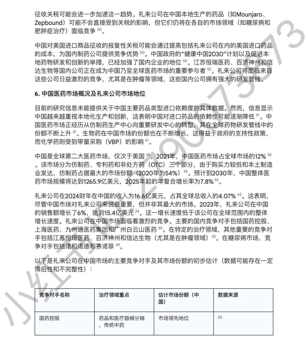 中美互加关税对医疗行业影响—礼来