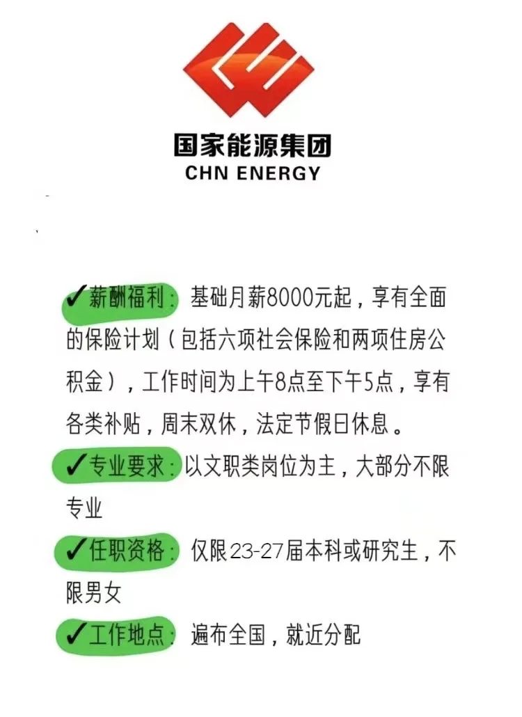 能源集团真的很缺人，没人报吗？