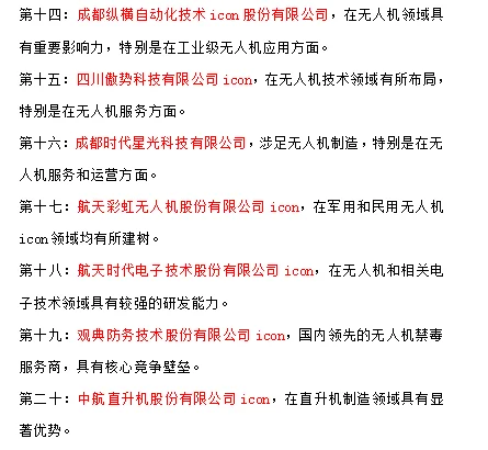 中国低空领域企业前二十排名