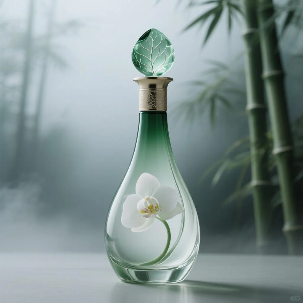 晨雾竹林中的艺术品| 超写实兰花白酒瓶设计