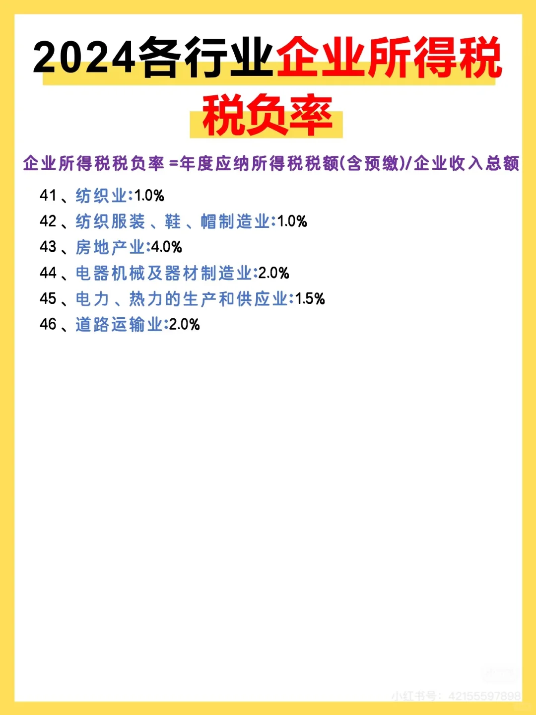 必看！224各行各业的所得税与增值税税负率