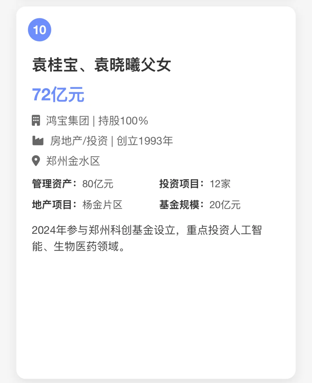 郑州十大富豪榜