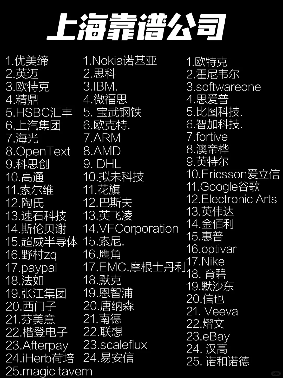 累了，终于把上海的靠谱大公司找齐了?