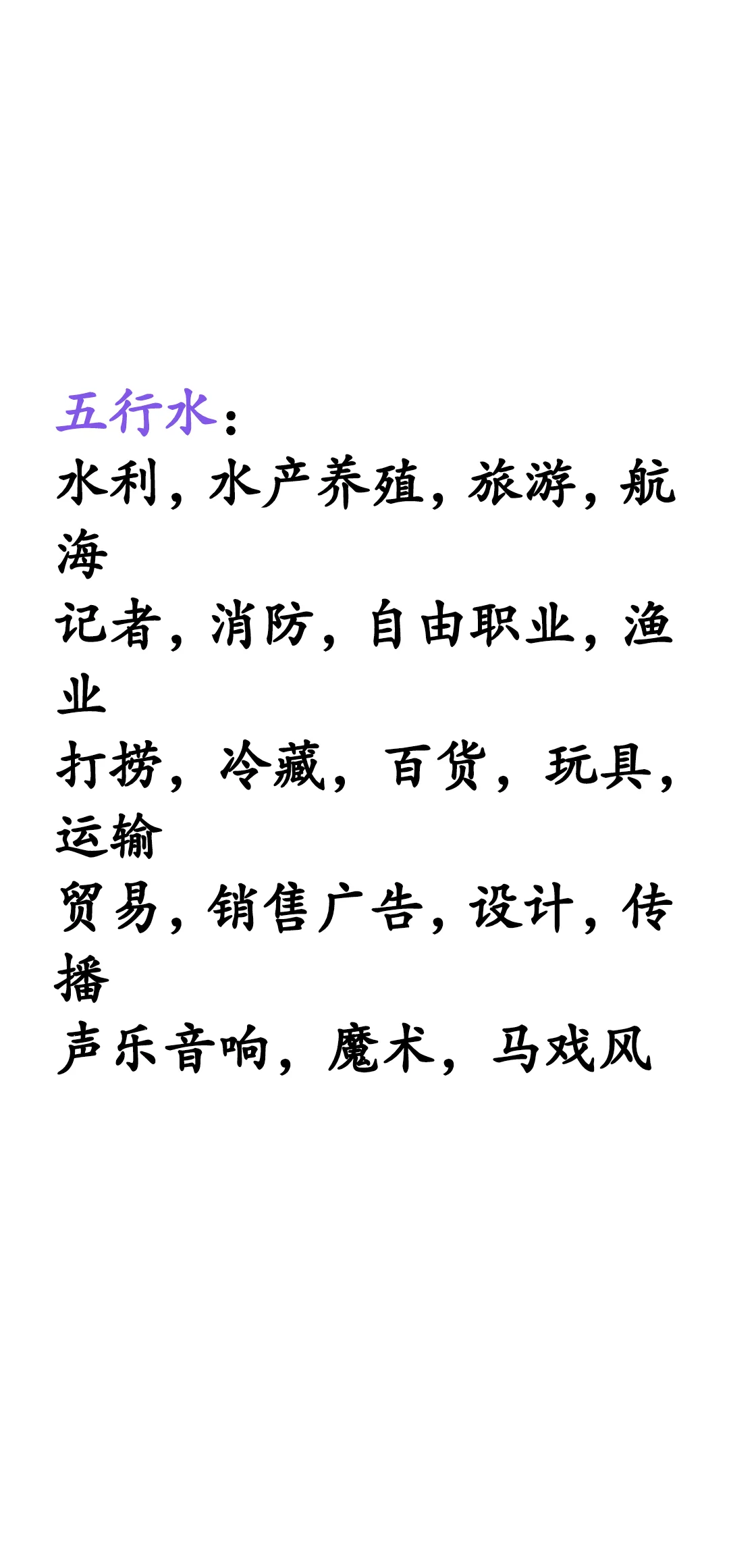 五行行业。