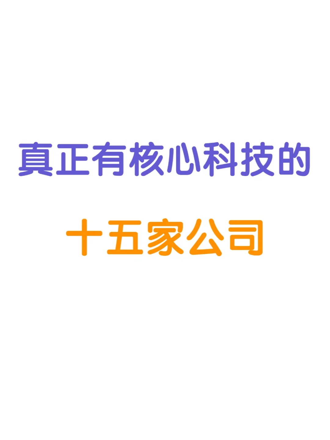 真正有核心科技的十五家公司