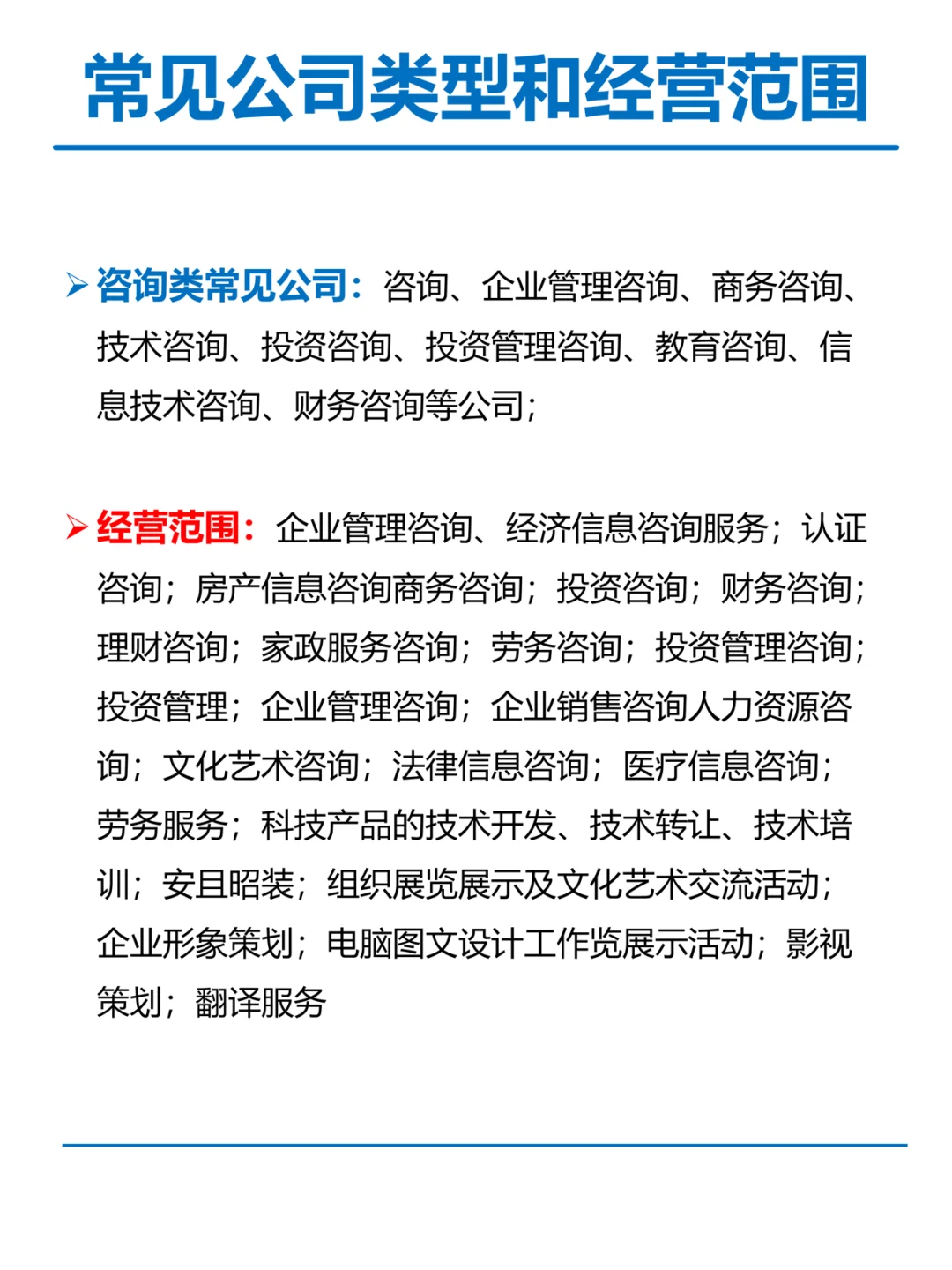 【热门版】常见公司类型和经营范围，终于有了