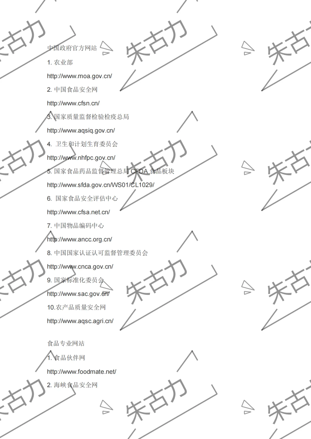 作为食品人你不得不知道的官方网站！