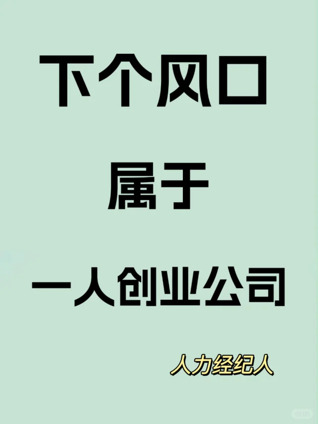 下个风口，属于，一人公司