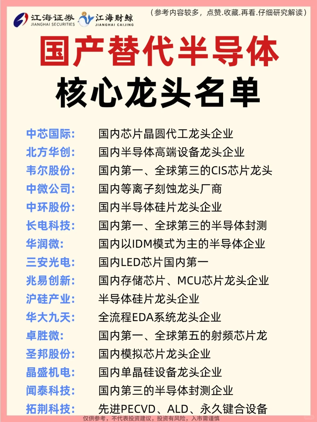 ?国产替代半导体核心龙头名单