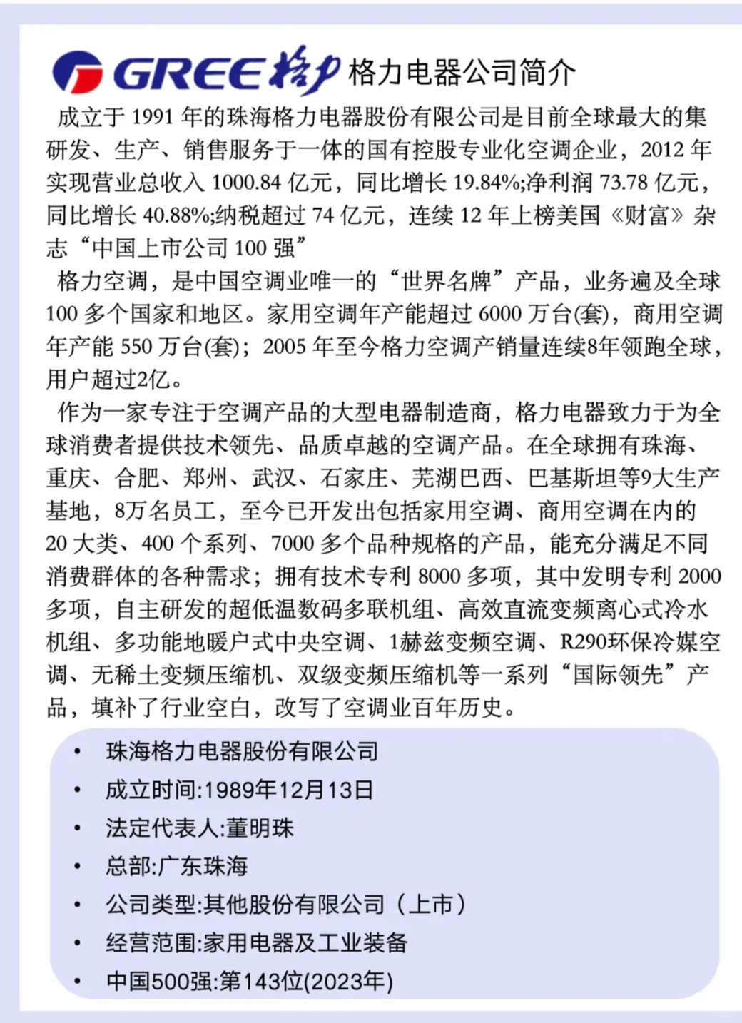 每天认识一家企业——格力电器